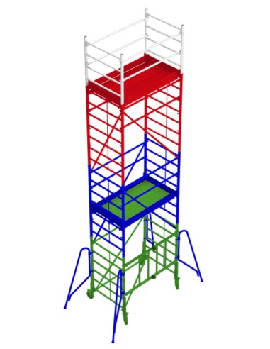 Andamio de aluminio con ruedas y plataforma de 180x105 cm. PACK 180-1 - 2 y 3