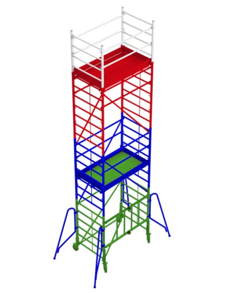 Andamio de aluminio con ruedas y plataforma de 180x105 cm. PACK 180-1 - 2 y 3