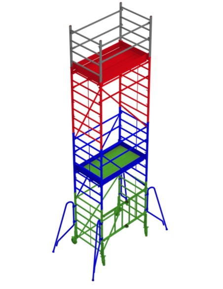 Andamio de aluminio con ruedas y plataforma de 180x105 cm. PACK 180- 1 - 2 - 3 y 4