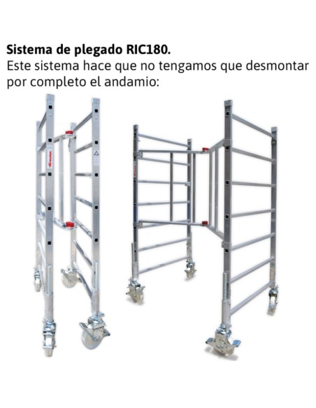 Andamio de aluminio con ruedas y plataforma de 180x105 cm. PACK 180- 1 - 2 - 3 y 4