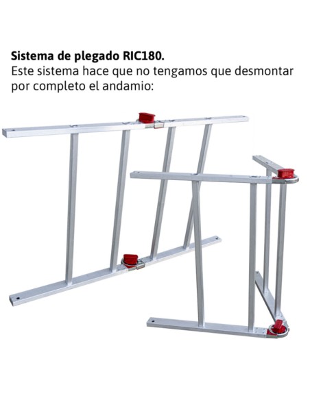Andamio de aluminio con ruedas y plataforma de 180x105 cm. PACK 180- 1 - 2 - 3 y 4