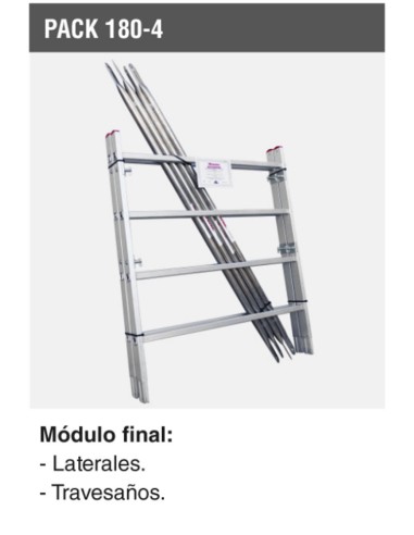 Andamio de aluminio con ruedas y plataforma de 180x105 cm. PACK 180-1 - 2 - 3- 3 y 4