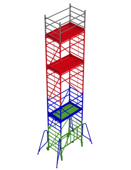 Andamio de aluminio con ruedas y plataforma de 180x105 cm. PACK 180-1 - 2 - 3- 3 y 4