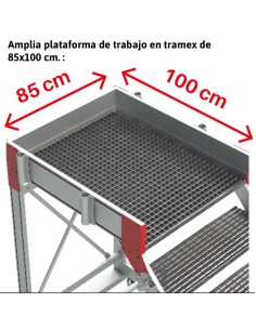 Escalera con plataforma y cuatro ruedas | TRAMEX SY-T012 12 Peldaños 2