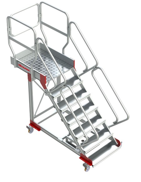 Escalera de aluminio con plataforma y vuelo| Inclinación de 45º  SB45-04