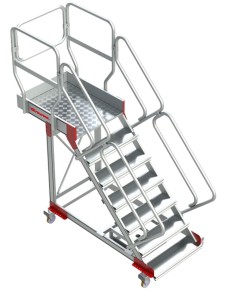 Escalera de aluminio con plataforma y vuelo| Inclinación de 45º SB45-06 6 Peldaños