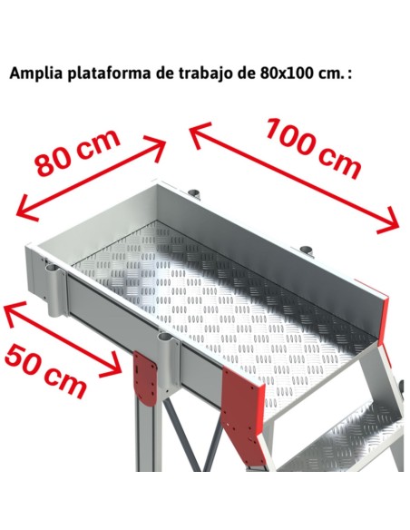 Escalera de aluminio con plataforma y vuelo| Inclinación de 45º SB45-13 13 Peldaños