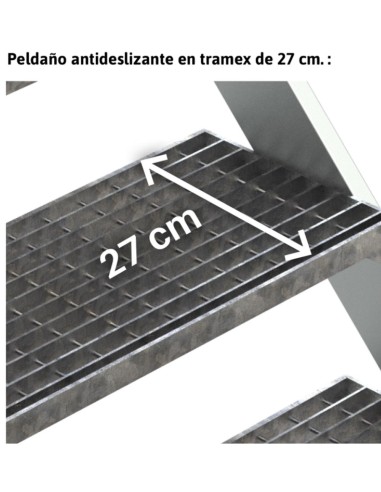 Escalera con voladizo. Tramex| Inclinación de 45º SB-T-08 8 Peldaños