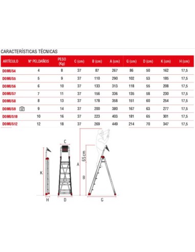Escalera profesional con peldaños cómodos DOMUS6