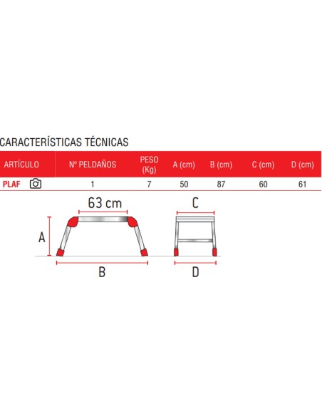 Plataforma de trabajo plegable para uso profesional PLAF 1 Peldaño