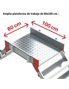 Escalera de doble ascenso con plataforma,base con ruedas y tramo de ascenso a 45º. SP45-11 11 Peldaños 2