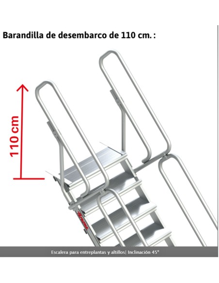 scalera para entreplantas y altillos| Inclinación 45º GS45-10 10 Peldaños