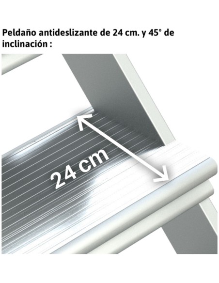Escalera para entreplantas y altillos| Inclinación 45º GS45-14 14 Peldaños