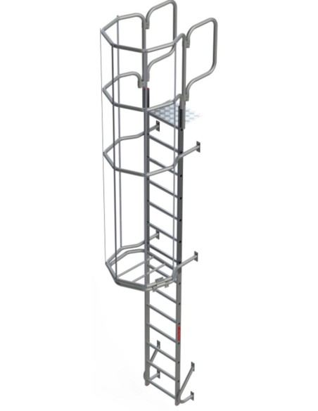 Escalera vertical de seguridad con jaula de protección SVS404