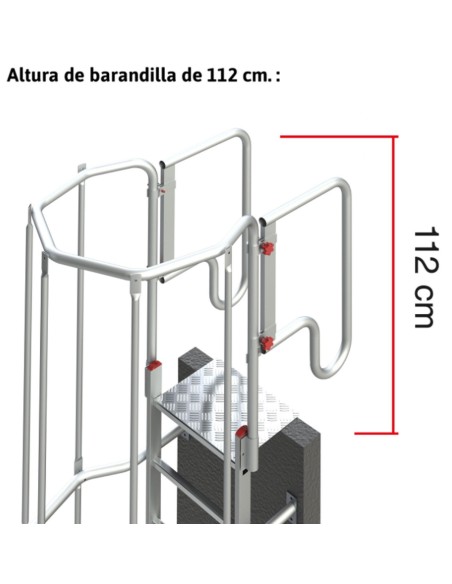 Escalera vertical de seguridad con jaula y descansillo SVS1-628