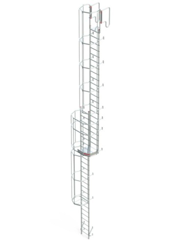 Escalera vertical de seguridad con jaula y descansillo SVS1-880