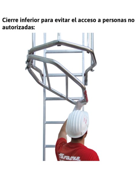 Escalera vertical de seguridad con jaula y descansillo SVS1-1244