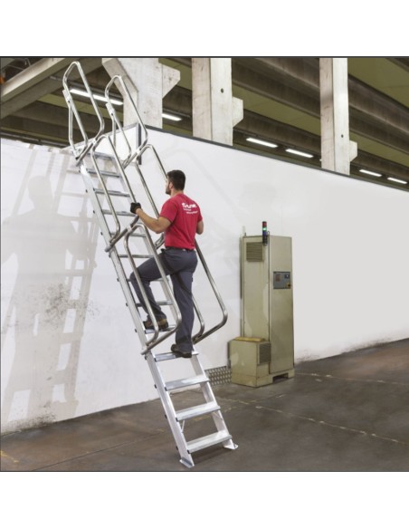 Escalera de aluminio fija para entreplantas y altillos | Inclinación 60º 10 Peldaños SG60-10