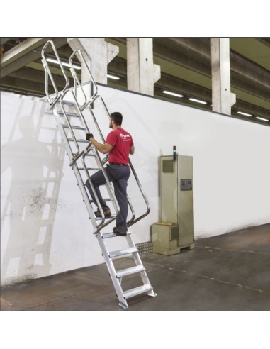 Escalera de aluminio fija para entreplantas y altillos | Inclinación 60º 16 Peldaños SG60-16