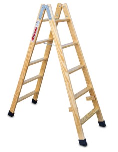 Escalera doble subida de madera barnizada LDB05 5+5 Peldaños