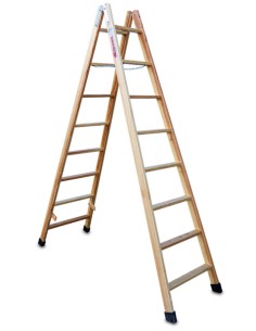 Escalera doble subida de madera barnizada LDB08 8+8 Peldaños