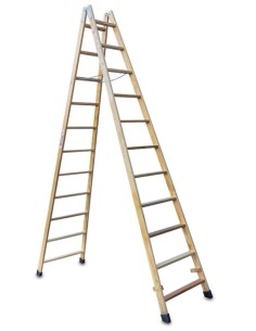 Escalera doble subida de madera barnizada LDB011 11+11 Peldaños