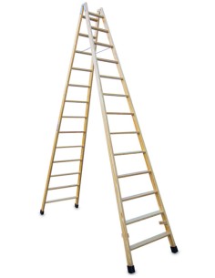 Escalera doble subida de madera barnizada LDB013 13+13 Peldaños