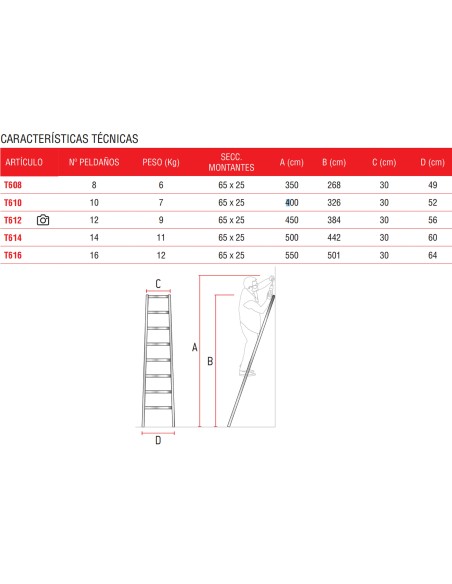 Escalera cónica para trabajos agrícolas T610 10 Peldaños