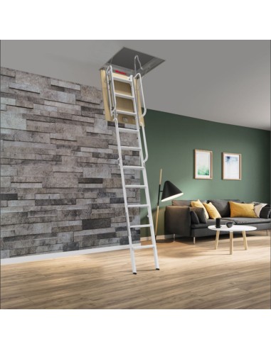 Escalera para techos desplegable en 4 tramos de acero pintado gris  70 X 100