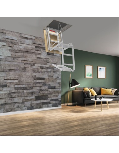 Escalera para techos desplegable en 4 tramos de acero pintado gris  70 X 100