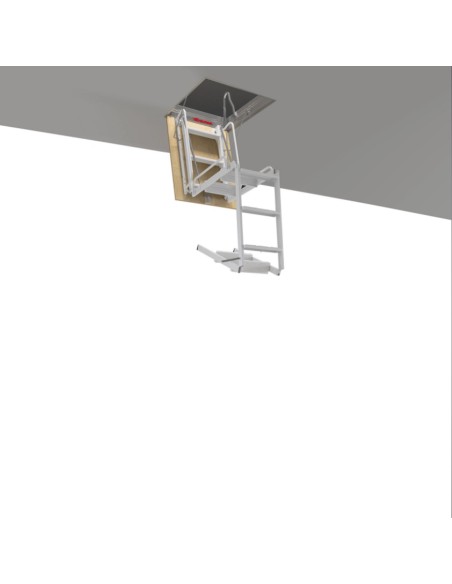 Escalera para techos desplegable en 4 tramos de acero pintado gris  70 X 100