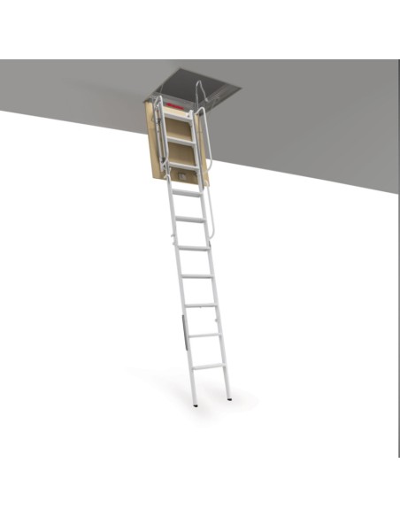 Escalera para techos desplegable en 4 tramos de acero pintado gris 70 X 130