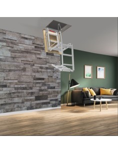 Escalera para techos desplegable en 4 tramos de acero pintado gris 50 X 90 2