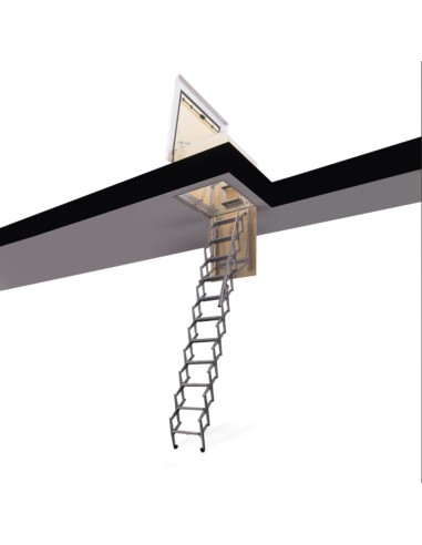 Escalera escamoteable exterior en acero galvanizado para terrazas 70 X 100 Cm