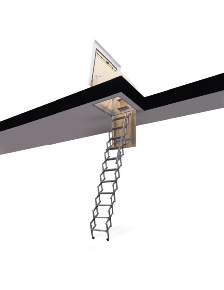 Escalera escamoteable exterior en acero galvanizado para terrazas 70 X 110 Cm