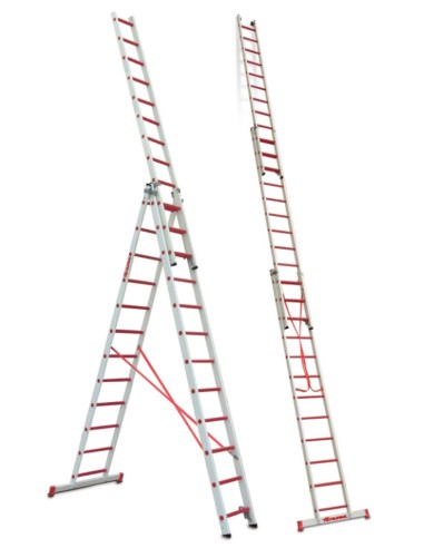 Escalera multiusos de 3 tramos de fibra de vidrio 10+10+10 Peldaños