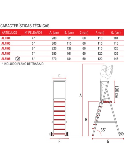 Escalera con plataforma y barandilla de seguridad de fibra de vidrio  ALFI04