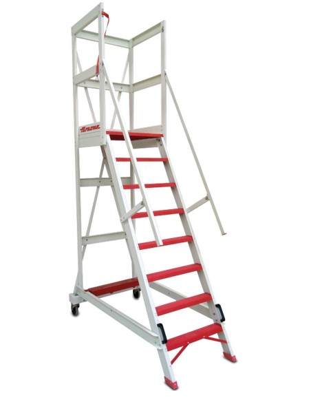 Escalera con plataforma y barandilla de seguridad de fibra de vidrio  ALFI06