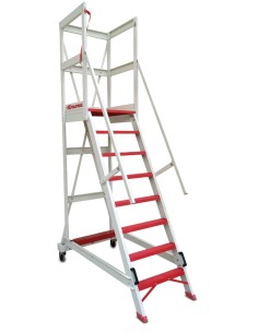 Escalera con plataforma y barandilla de seguridad de fibra de vidrio  ALFI08