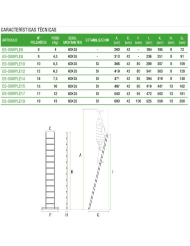 Escalera de apoyo ES-SIMPLE8 8 Peldaños