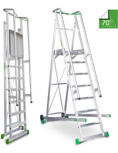 Escalera de almacén con plataforma y ruedas  5 Peldaños  ES-SM100