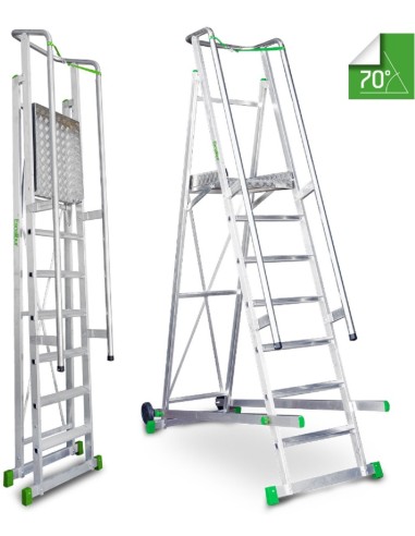 Escalera de almacén con plataforma y ruedas 7 Peldaños ES-SM200