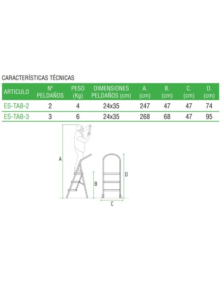 Taburete en acero de uso doméstico 3 Peldaños ES-TAB-3