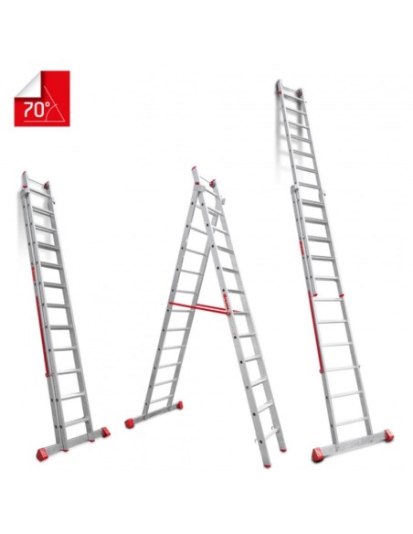 Escalera multiuso de 2 tramos con peldaños cómodos EN1408 7+8 Peldaños