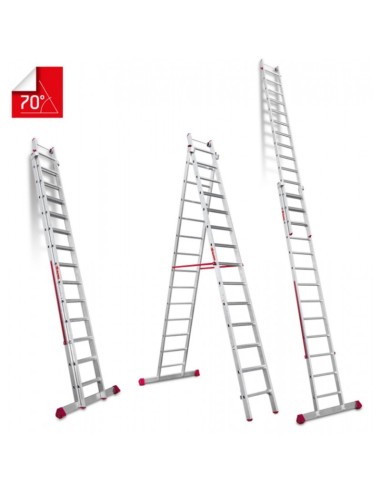 Escalera multiuso de 2 tramos con peldaños cómodos EN1408 7+8 Peldaños