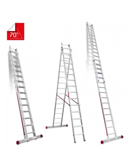 Escalera multiuso de 2 tramos con peldaños cómodos EN1408 7+8 Peldaños