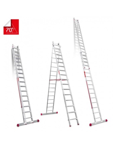 Escalera multiuso de 2 tramos con peldaños cómodos EN1408 7+8 Peldaños