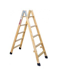 Escalera doble subida de madera barnizada LDB03  3+3 Peldaños 2