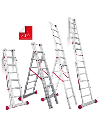 Escalera multiuso de 3 tramos con peldaños cómodos EN1506 5+5+6 Peldaños