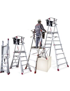 Escalera con amplia plataforma y altura regulable PLS5